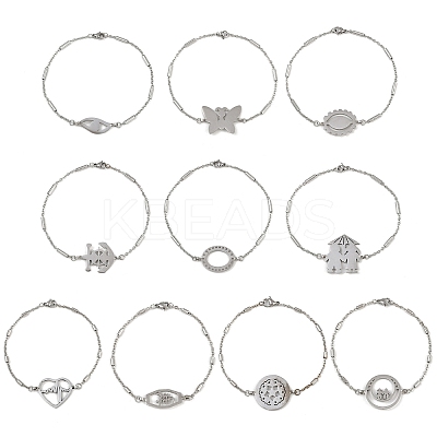 304 Stainless Steel Link Bracelets for Women BJEW-H208-01P-1