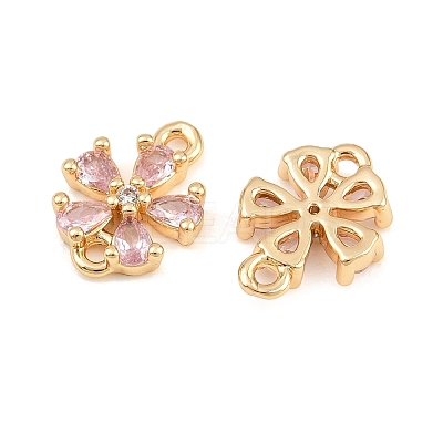 Brass Pave Pink Cubic Zirconia Connector Charms CU-CBAA6E8-01G-1