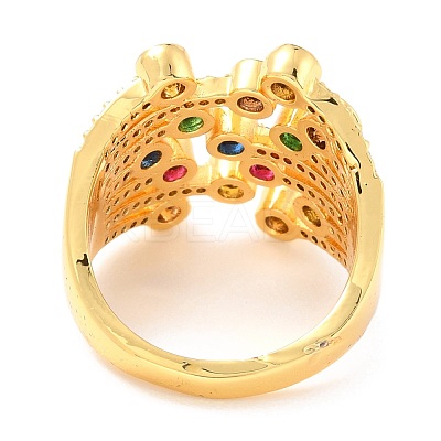 Brass Micro Pave Cubic Zirconia Finger Rings RJEW-F116-09B-G-1