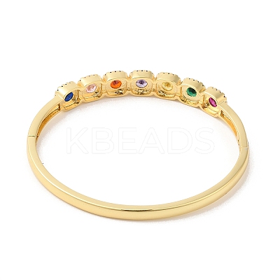 Colorful Cubic Zirconia Square Hinged Bangle BJEW-L681-004G-1