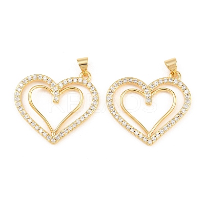Brass Micro Pave Cubic Zirconia Pendants KK-C162-042G-1