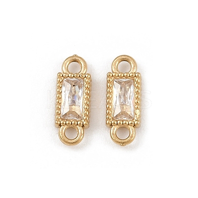 304 Stainless Steel Pave Clear Cubic Zirconia Rectangle Links Connector Charms STAS-F322-13G-1
