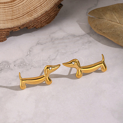 304 Stainless Steel Dog Stud Earrings for Women UX9475-1