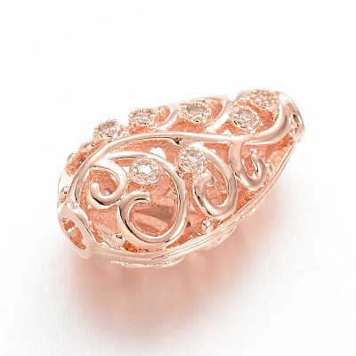 Brass Micro Pave Cubic Zirconia Beads ZIRC-K031-02RG-1