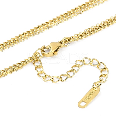 Ion Plating(IP) 304 Stainless Steel Double Layer Heart Necklaces NJEW-K276-26G-1