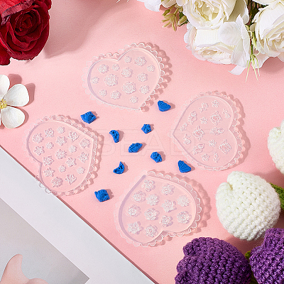 4Pcs 4 Styles Heart Silicone Carved Molds MRMJ-SC0001-48-1