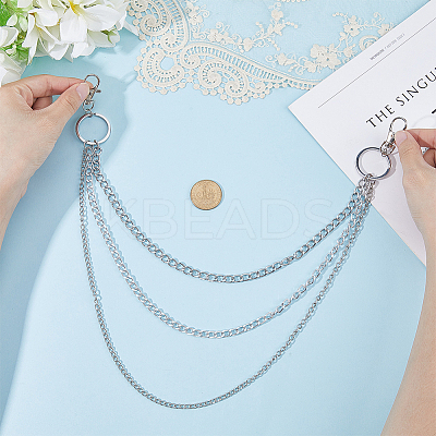 1Pc Alloy Twisted Chain 3 Layered Chain Belts for Women Men AJEW-CY0002-25P-1