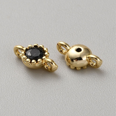 Real 14K Gold Plated Brass Pave Cubic Zirconia Links KK-WH0064-39G-09-1