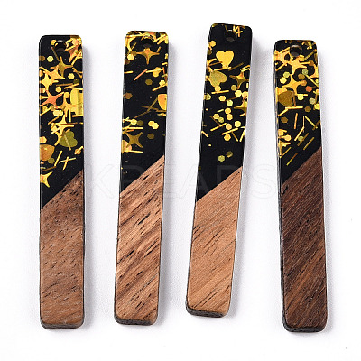 Opaque Resin & Walnut Wood Big Pendants RESI-N039-36-1