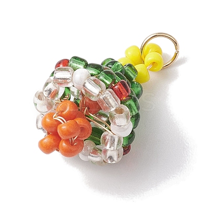 Christmas Theme Glass Seed Beaded Woven Pendants PALLOY-MZ00267-1