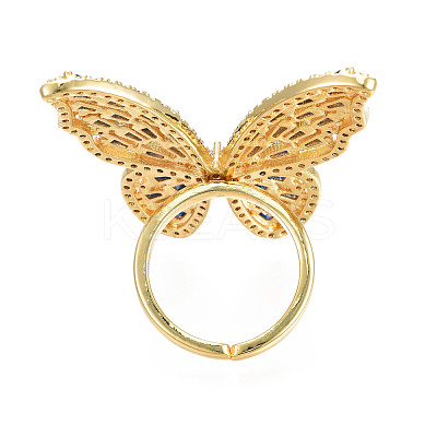 Cubic Zirconia Butterfly Open Cuff Rings RJEW-N037-016-02LG-1