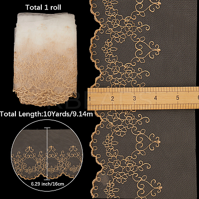 10 Yards Polyester Flower Embroidery  Lace Ribbon OCOR-GF0004-86-1