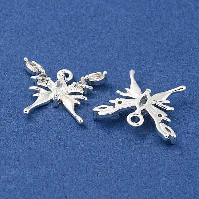 Brass Micro Pave Clear Cubic Zirconia Pendants KK-Z057-02S-1