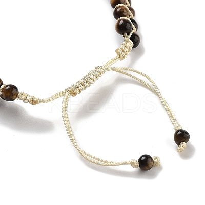 Natural Tiger Eye Braided Round Bead Bracelets BJEW-K251-06A-1