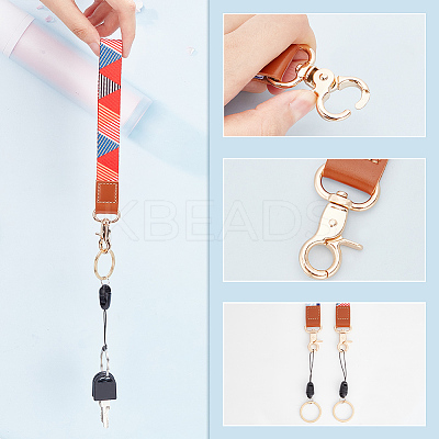2Pcs 2 Colors Polyester Hand Wrist Lanyard for Phone Decoration Key Chain HJEW-GO0001-03-1