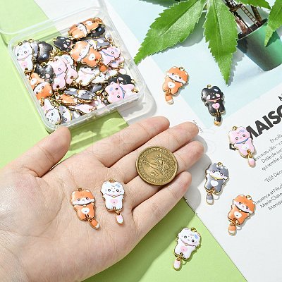 40Pcs 5 Style Alloy Printed Pendants FIND-CJ0001-27-1