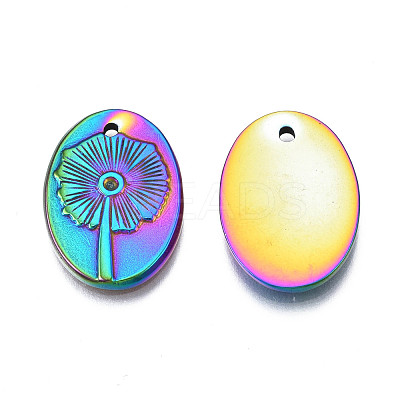Rack Plating Rainbow Color 304 Stainless Steel Pendants Rhinestone Settings STAS-S119-120-1