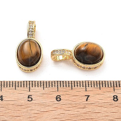 Brass Tiger Eye Pendants KK-B129-10G-1
