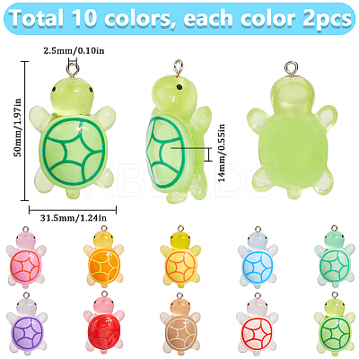 20Pcs 10 Colors Luminous Resin Pendants FIND-SC0013-48-1