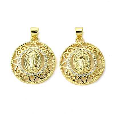 Eco-Friendly Brass Micro Pave Cubic Zirconia Pendants KK-A204-11G-1
