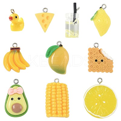 10Pcs 10 Styles Glass & Resin Bottle Pendants CRES-FS0001-26-1