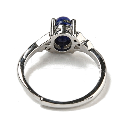 Oval Natural Lapis Lazuli Adjustable Rings RJEW-Q818-01P-05A-1