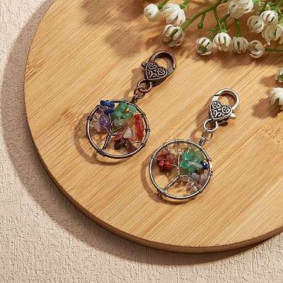 Natural/Synthetic Mixed Stone Pendant Decoration Sets HJEW-SW00005-1