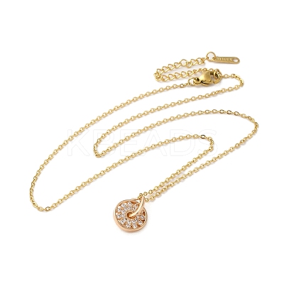 Brass Micro Pave Clear Cubic Zirconia Pendant Necklaces for Women NJEW-E106-08KCG-01-1