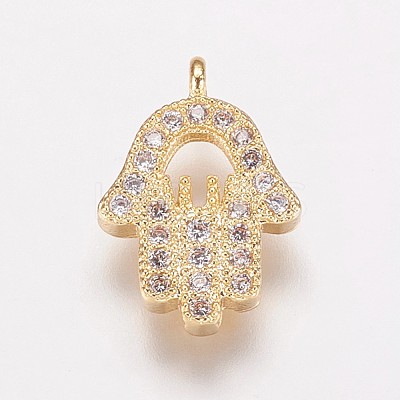 Brass Cubic Zirconia Charms KK-P134-29G-1