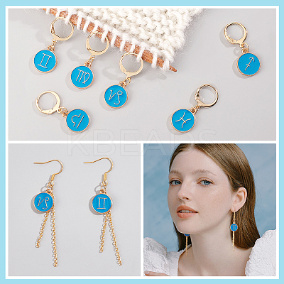 12Pcs 12 Constellations Alloy Enamel Charms Locking Stitch Makers HJEW-PH01593-1