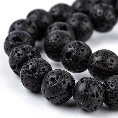 Natural Lava Rock Stone Bead Strands X-G-R193-18-8mm-1