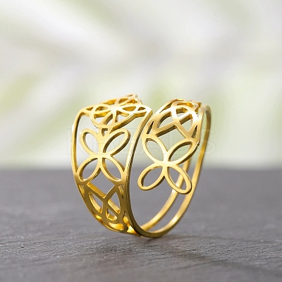 304 Stainless Steel Cuff Rings RJEW-S628-09G-1