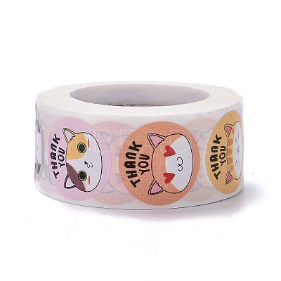 Flat Round Paper Thank You Stickers DIY-C042-12A-1