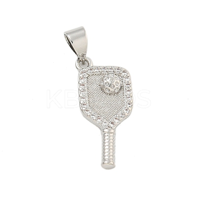 Rack Plating Brass Micro Pave Clear Cubic Zirconia Pendants KK-U021-08P-1