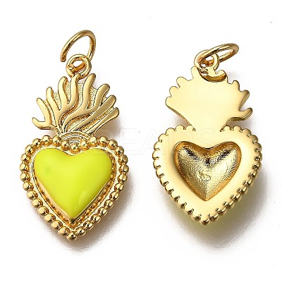 Golden Tone Brass Enamel Pendants LS-KK-K750-01G-A-1