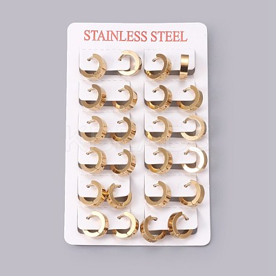 304 Stainless Steel Huggie Hoop Earrings EJEW-O087-09F-1