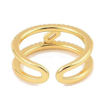 Brass Micro Pave Cubic Zirconia Cuff Rings for Women RJEW-S392-22G-1