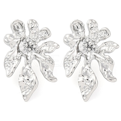 304 Stainless Steel Flower Stud Earrings for Women EJEW-U023-08P-1
