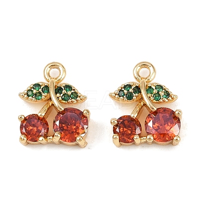 Brass Micro Pave Cubic Zirconia Charms KK-F906-09G-1