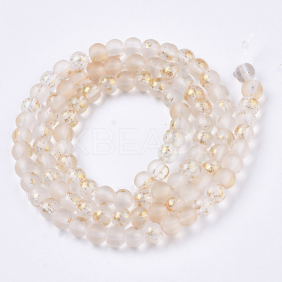 Frosted Spray Painted Glass Beads Strands X-GLAA-N035-03A-C10-1