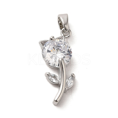 Brass Micro Pave Cubic Zirconia Pendants ZIRC-P114-04P-1