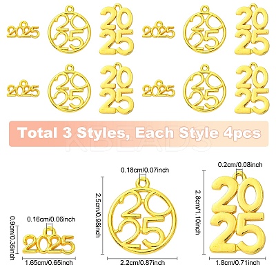 12Pcs 3 Styles Rack Plating Alloy Pendants FIND-YW0006-95-1