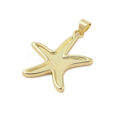 Starfish Rack Plating Brass Pendants KK-Z074-36G-1