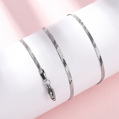 2MM 304 Stainless Steel Flat Snake Chain Necklaces NJEW-T016-20P-1