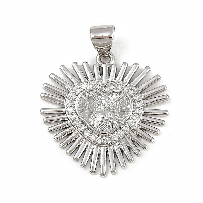 Brass Micro Pave Cubic Zirconia Pendants KK-P323-11F-P02-1