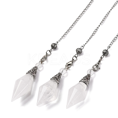 Natural Quartz Crystal Rhombus Faceted Poined Dowsing Pendulums G-Q184-05G-AS-1