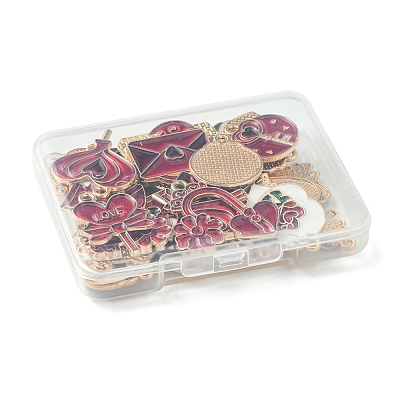 36Pcs 9 Styles Valentine's Day Theme Alloy Enamel Pendants ENAM-FS0002-48-RS-1