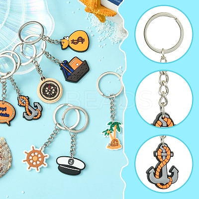 8Pcs 8 Styles Cartoon PVC Pendant Keychain KEYC-FS0001-07-1