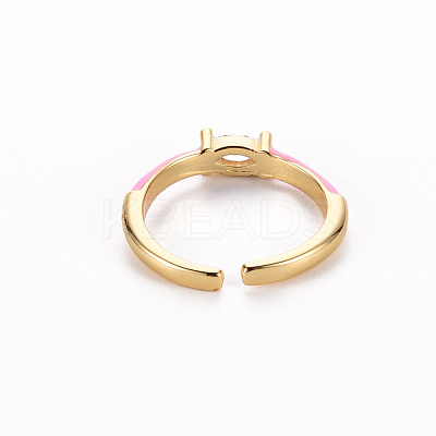 Brass Enamel Cuff Rings RJEW-T016-29E-NF-1