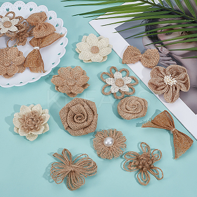 36Pcs 12 Styles Handmade Linen Ornament Accessories PATC-ME0001-12-1